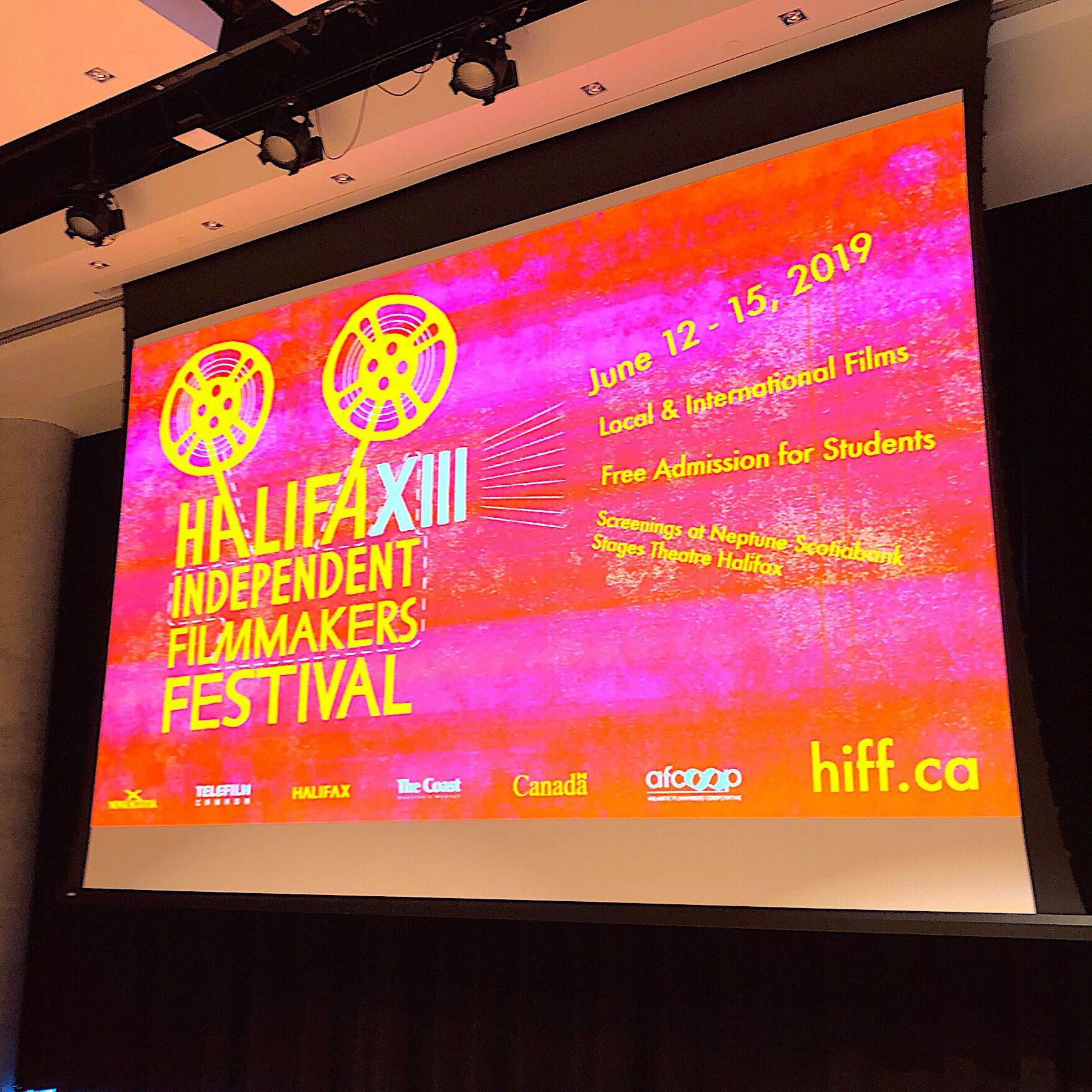 Screen at Halifax Independent Filmmakers Festival launch.