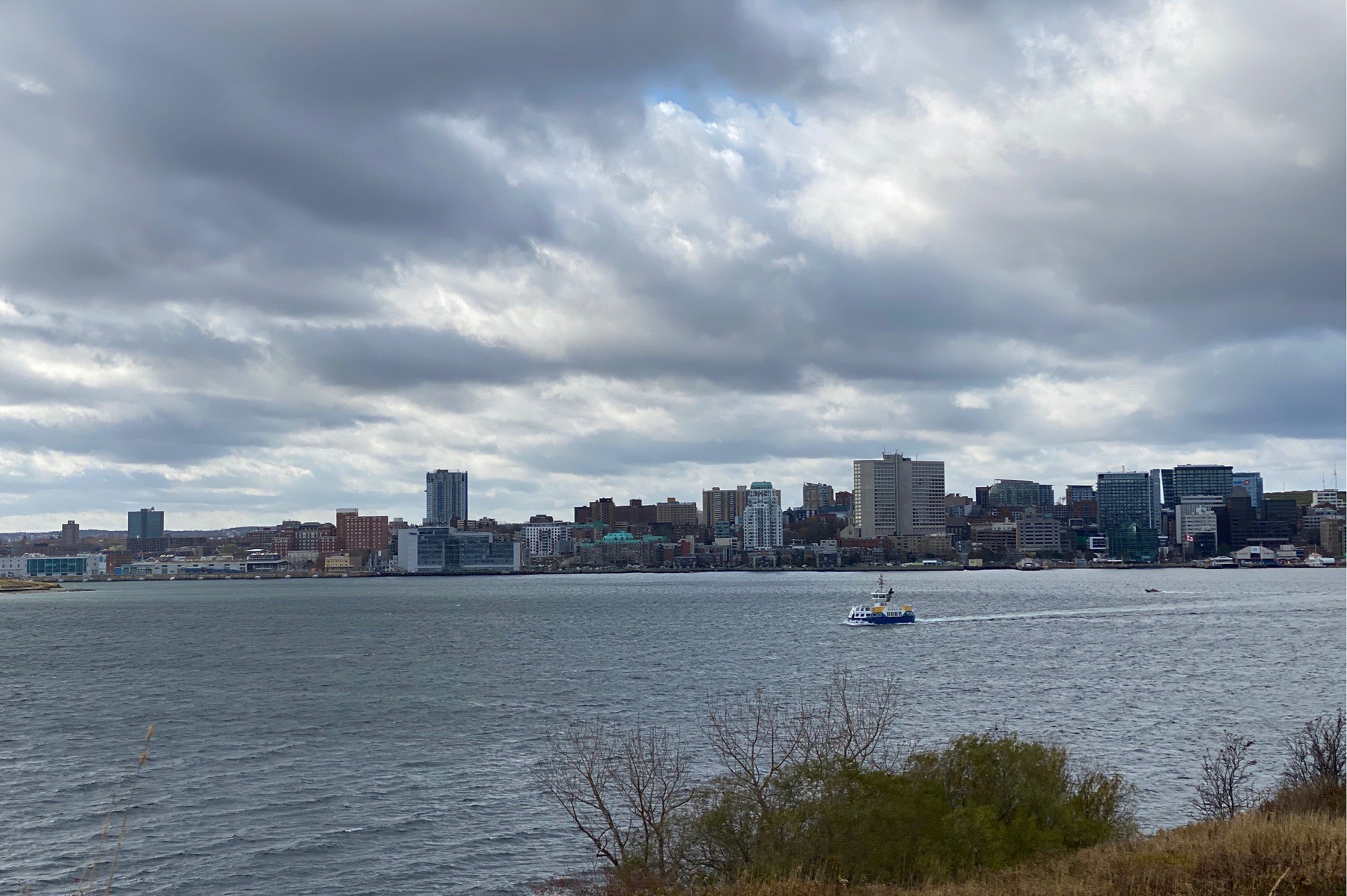 Clouds and ferry in Halifax harbour.