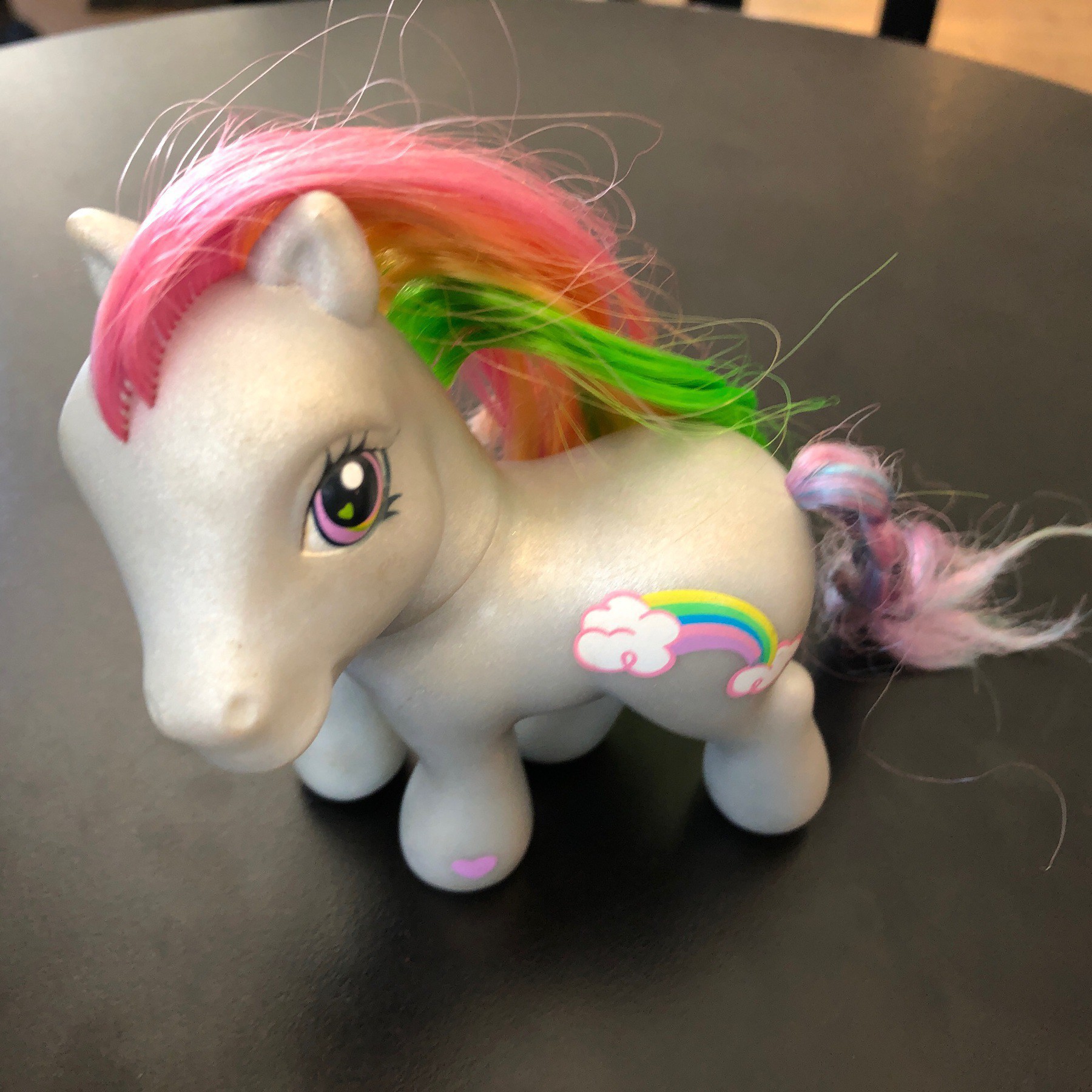 Plastic pony on table