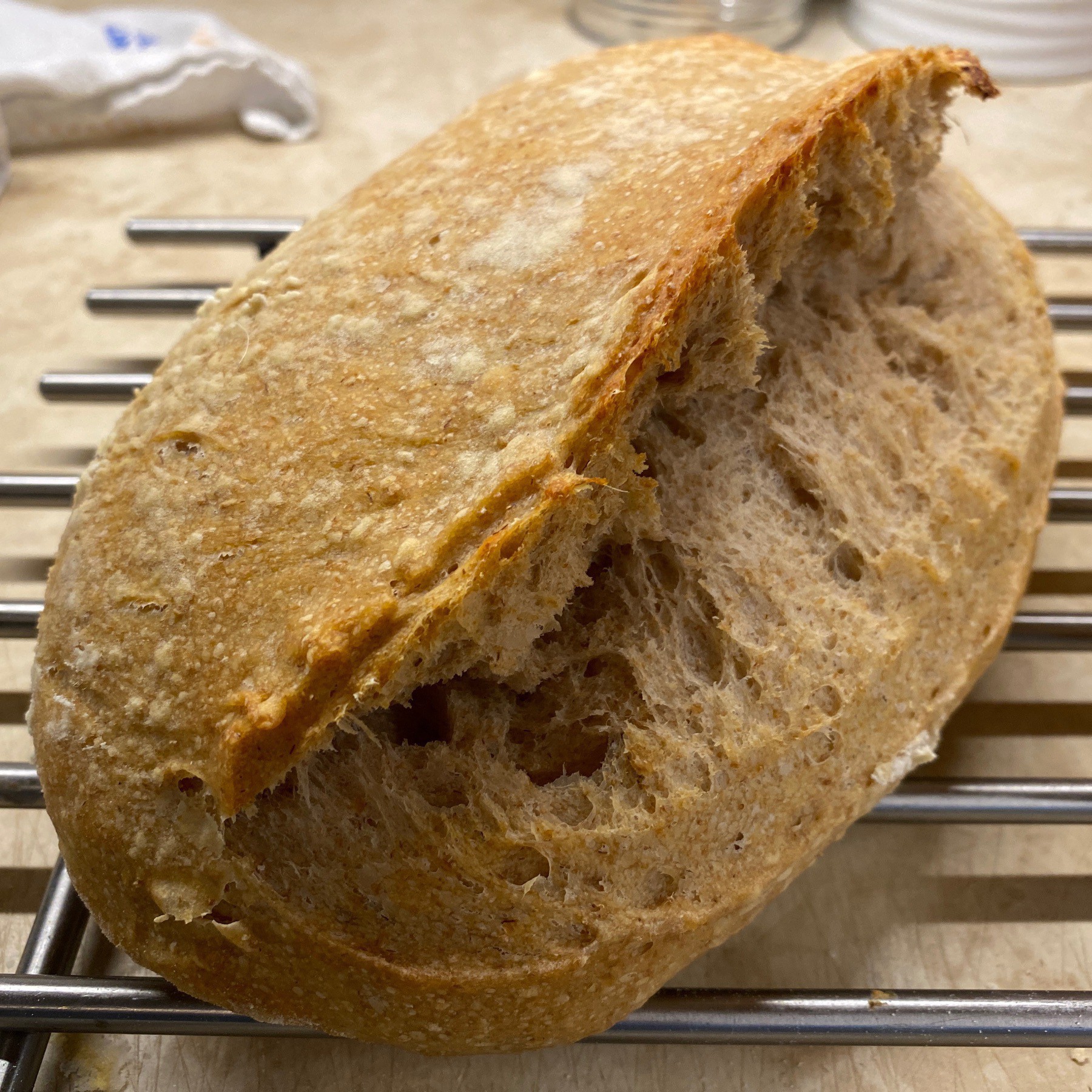 sourdough bread cooling